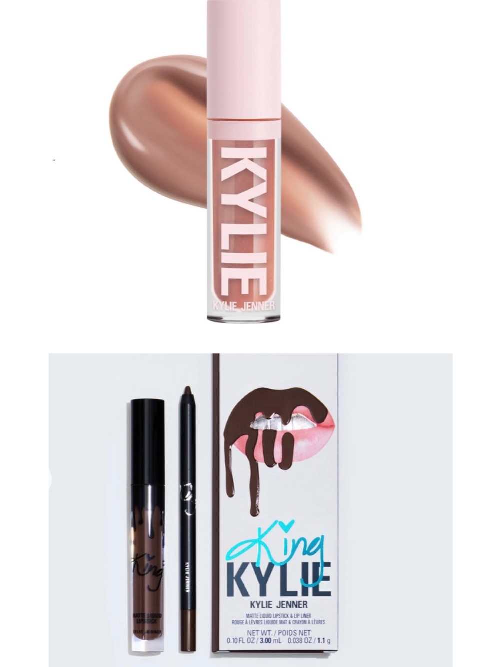 King Kylie matte lip kit true brown k & high gloss in dolce k 2pc bundle
